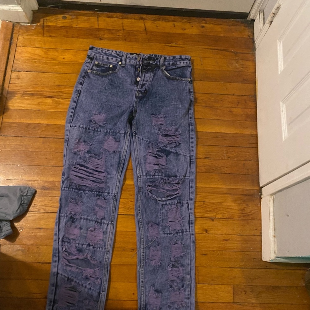Purple ripped jeans